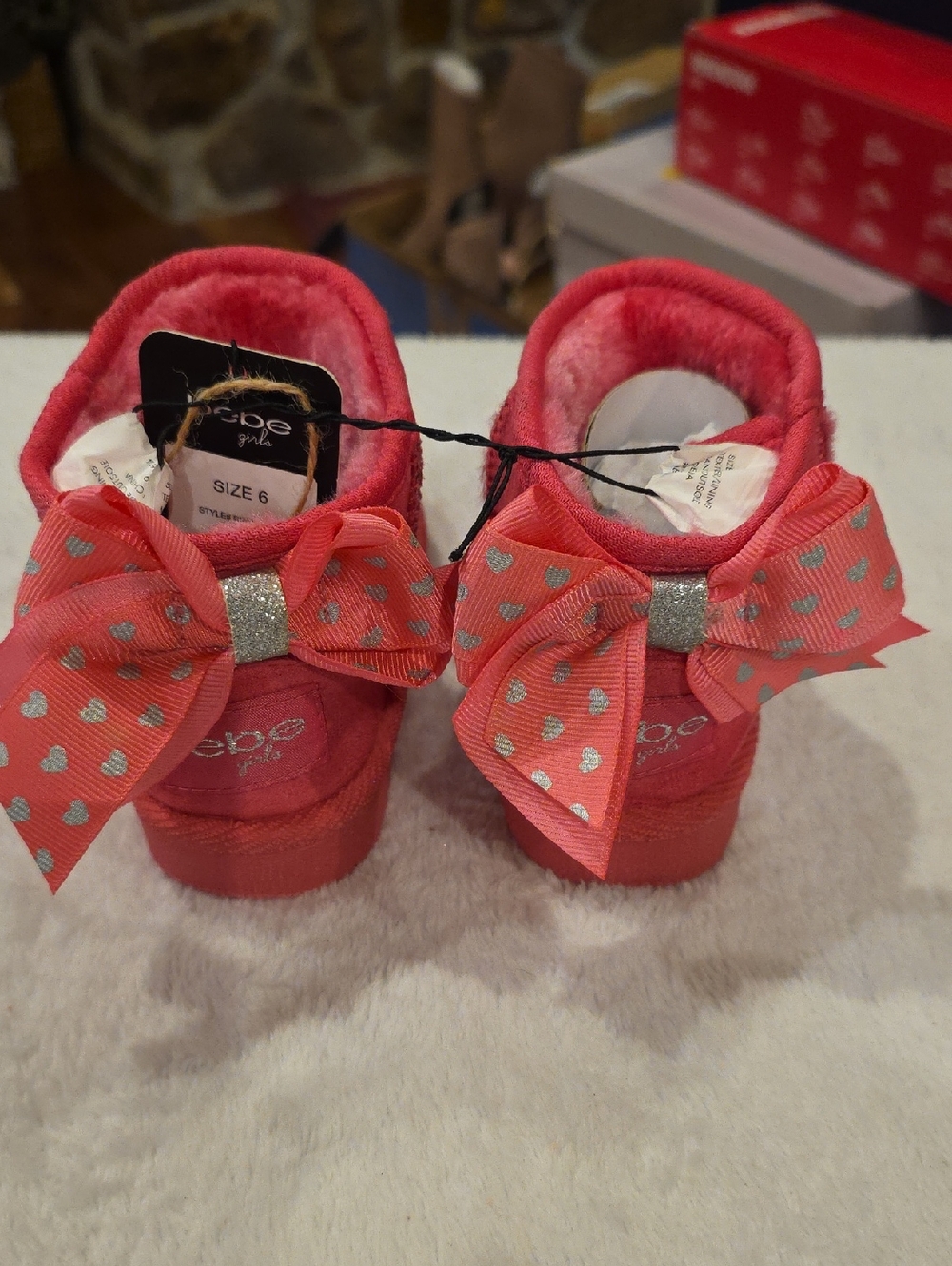 bebe Coral Pink Bow Baby Walker Shoes